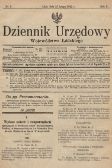 Dziennik Urzędowy Województwa Łódzkiego. 1922, nr 8