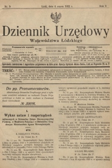 Dziennik Urzędowy Województwa Łódzkiego. 1922, nr 9