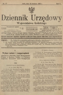 Dziennik Urzędowy Województwa Łódzkiego. 1922, nr 17