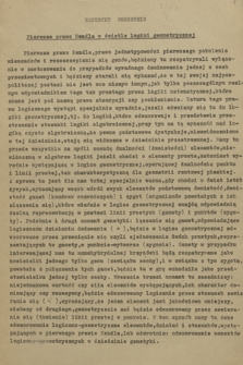 „Pierwsze prawo Mendla w świetle logiki geometrycznej”