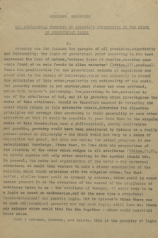 „The Fundamental Concepts of Spinoza’s Metaphysics in the Light of Geometrical Logic”