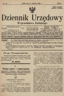 Dziennik Urzędowy Województwa Łódzkiego. 1922, nr 25
