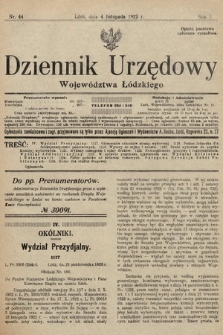 Dziennik Urzędowy Województwa Łódzkiego. 1922, nr 44