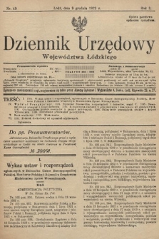 Dziennik Urzędowy Województwa Łódzkiego. 1922, nr 49