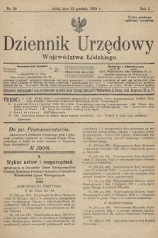 Dziennik Urzędowy Województwa Łódzkiego. 1922, nr 50