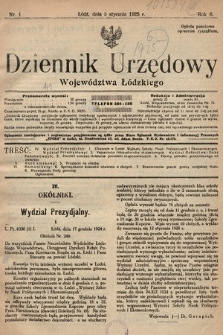 Dziennik Urzędowy Województwa Łódzkiego. 1925, nr 1