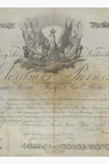 Dokument cara Aleksandra I dotyczący awansu Ludwika Hoffmanna na stopień podporucznika