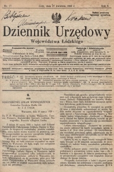 Dziennik Urzędowy Województwa Łódzkiego. 1925, nr 17