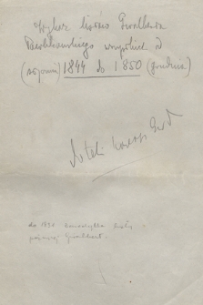 „Gwalberta Pawlikowskiego Spis wysyłanej korespondencji 1844-1850”