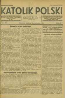 Katolik Polski. R.4, nr 291 (16 grudnia 1928) + dod.
