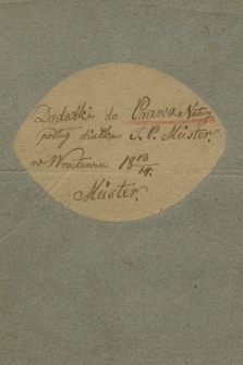 „Dodatki do prawa natury : W Wrocławiu 1813/14”