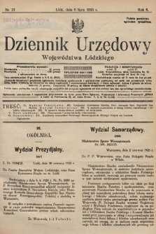 Dziennik Urzędowy Województwa Łódzkiego. 1925, nr 27