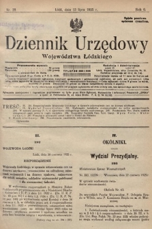 Dziennik Urzędowy Województwa Łódzkiego. 1925, nr 28