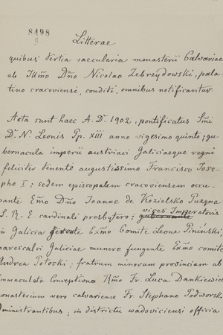 „Litterae quibus tertia saecularia monasterii Calvariae, ab illmo dno Nicolao Zebrzydowski palatino Cracoviensi conditi, omnibus notificatur”