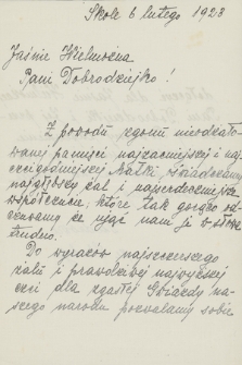 Kondolencje przesłane po śmierci Wandy Młodnickiej na ręce Maryli Wolskiej w roku 1923