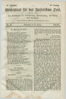 Wochenblatt für das Fürstenthum Oels : ein Volksblatt zur Erheiterung, Unterhaltung, Belehrung und Nachricht. Jg.2, No. 3 (17 Januar 1835)