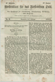 Wochenblatt für das Fürstenthum Oels : ein Volksblatt zur Erheiterung, Unterhaltung, Belehrung und Nachricht. Jg.2, No. 6 (7 Februar 1835)