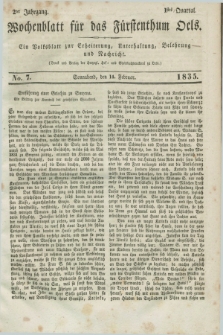 Wochenblatt für das Fürstenthum Oels : ein Volksblatt zur Erheiterung, Unterhaltung, Belehrung und Nachricht. Jg.2, No. 7 (14 Februar 1835)