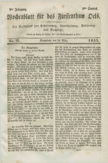 Wochenblatt für das Fürstenthum Oels : ein Volksblatt zur Erheiterung, Unterhaltung, Belehrung und Nachricht. Jg.2, No. 11 (14 März 1835) + dod.