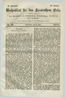 Wochenblatt für das Fürstenthum Oels : ein Volksblatt zur Erheiterung, Unterhaltung, Belehrung und Nachricht. Jg.2, No. 20 (16 Mai 1835)