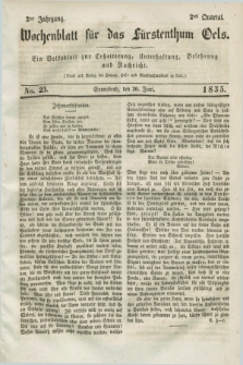 Wochenblatt für das Fürstenthum Oels : ein Volksblatt zur Erheiterung, Unterhaltung, Belehrung und Nachricht. Jg.2, No. 25 (20 Juni 1835)