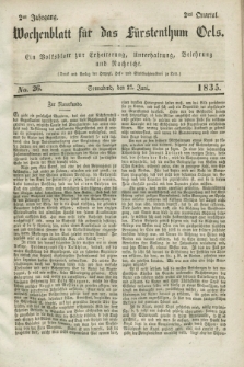 Wochenblatt für das Fürstenthum Oels : ein Volksblatt zur Erheiterung, Unterhaltung, Belehrung und Nachricht. Jg.2, No. 26 (27 Juni 1835)