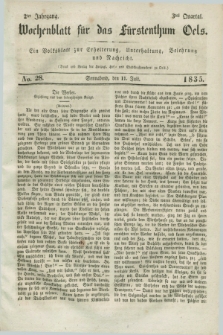 Wochenblatt für das Fürstenthum Oels : ein Volksblatt zur Erheiterung, Unterhaltung, Belehrung und Nachricht. Jg.2, No. 28 (11 Juli 1835)