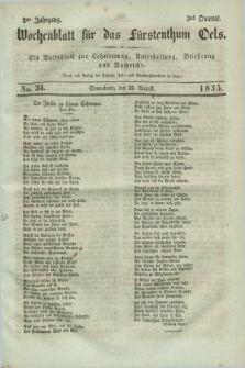 Wochenblatt für das Fürstenthum Oels : ein Volksblatt zur Erheiterung, Unterhaltung, Belehrung und Nachricht. Jg.2, No. 34 (22 August 1835)