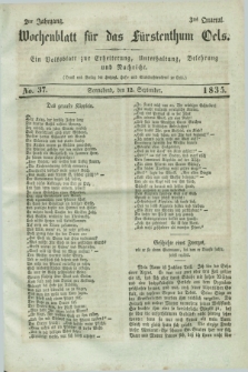 Wochenblatt für das Fürstenthum Oels : ein Volksblatt zur Erheiterung, Unterhaltung, Belehrung und Nachricht. Jg.2, No. 37 (12 September 1835)