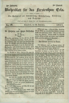 Wochenblatt für das Fürstenthum Oels : ein Volksblatt zur Erheiterung, Unterhaltung, Belehrung und Nachricht. Jg.2, No. 39 (26 September 1835)