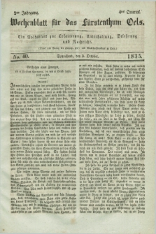 Wochenblatt für das Fürstenthum Oels : ein Volksblatt zur Erheiterung, Unterhaltung, Belehrung und Nachricht. Jg.2, No. 40 (3 October 1835)