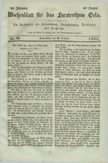 Wochenblatt für das Fürstenthum Oels : ein Volksblatt zur Erheiterung, Unterhaltung, Belehrung und Nachricht. Jg.2, No. 41 (10 October 1835)