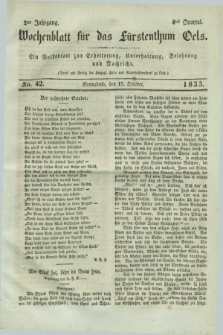 Wochenblatt für das Fürstenthum Oels : ein Volksblatt zur Erheiterung, Unterhaltung, Belehrung und Nachricht. Jg.2, No. 42 (17 October 1835)