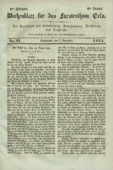Wochenblatt für das Fürstenthum Oels : ein Volksblatt zur Erheiterung, Unterhaltung, Belehrung und Nachricht. Jg.2, No. 45 (7 November 1835)