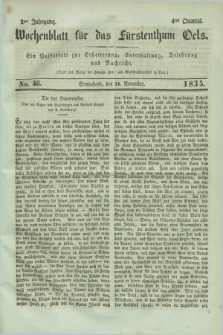 Wochenblatt für das Fürstenthum Oels : ein Volksblatt zur Erheiterung, Unterhaltung, Belehrung und Nachricht. Jg.2, No. 46 (14 November 1835)