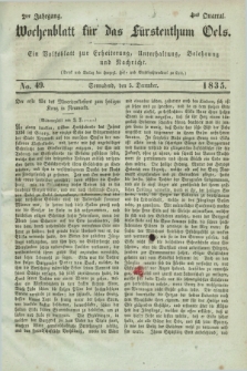 Wochenblatt für das Fürstenthum Oels : ein Volksblatt zur Erheiterung, Unterhaltung, Belehrung und Nachricht. Jg.2, No. 49 (5 December 1835)