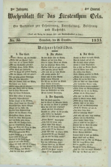 Wochenblatt für das Fürstenthum Oels : ein Volksblatt zur Erheiterung, Unterhaltung, Belehrung und Nachricht. Jg.2, No. 52 (26 December 1835)