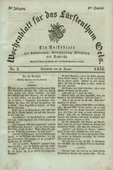 Wochenblatt für das Fürstenthum Oels : ein Volksblatt zur Erheiterung, Unterhaltung, Belehrung und Nachricht. Jg.3, No. 3 (16 Januar 1836) + dod.