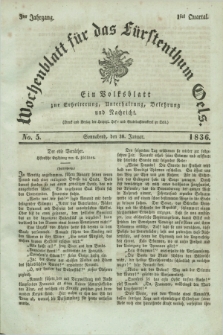 Wochenblatt für das Fürstenthum Oels : ein Volksblatt zur Erheiterung, Unterhaltung, Belehrung und Nachricht. Jg.3, No. 5 (30 Januar 1836) + dod.