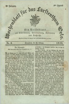 Wochenblatt für das Fürstenthum Oels : ein Volksblatt zur Erheiterung, Unterhaltung, Belehrung und Nachricht. Jg.3, No. 8 (20 Februar 1836) + dod.