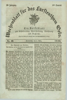 Wochenblatt für das Fürstenthum Oels : ein Volksblatt zur Erheiterung, Unterhaltung, Belehrung und Nachricht. Jg.3, No. 10 (5 März 1836) + dod.