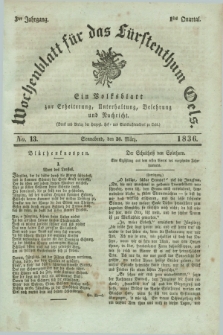 Wochenblatt für das Fürstenthum Oels : ein Volksblatt zur Erheiterung, Unterhaltung, Belehrung und Nachricht. Jg.3, No. 13 (26 März 1836) + dod.