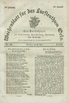 Wochenblatt für das Fürstenthum Oels : ein Volksblatt zur Erheiterung, Unterhaltung, Belehrung und Nachricht. Jg.3, No. 26 (24 Juni 1836) + dod.