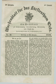 Wochenblatt für das Fürstenthum Oels : ein Volksblatt zur Erheiterung, Unterhaltung, Belehrung und Nachricht. Jg.3, No. 46 (11 November 1836) + dod.