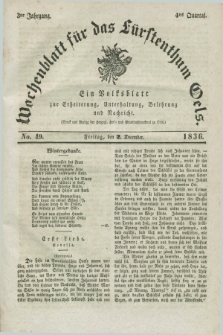 Wochenblatt für das Fürstenthum Oels : ein Volksblatt zur Erheiterung, Unterhaltung, Belehrung und Nachricht. Jg.3, No. 49 (2 December 1836) + dod.