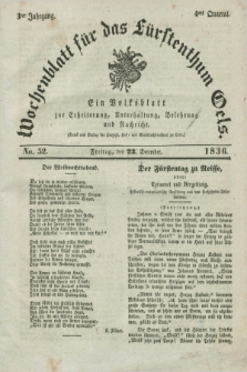 Wochenblatt für das Fürstenthum Oels : ein Volksblatt zur Erheiterung, Unterhaltung, Belehrung und Nachricht. Jg.3, No. 52 (23 December 1836) + dod.