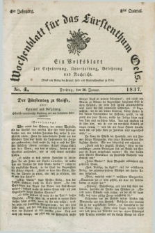 Wochenblatt für das Fürstenthum Oels : ein Volksblatt zur Erheiterung, Unterhaltung, Belehrung und Nachricht. Jg.4, No. 4 (20 Januar 1837)