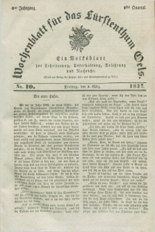 Wochenblatt für das Fürstenthum Oels : ein Volksblatt zur Erheiterung, Unterhaltung, Belehrung und Nachricht. Jg.4, No. 10 (3 März 1837) + dod.