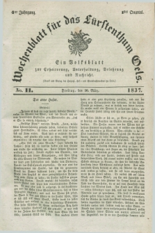 Wochenblatt für das Fürstenthum Oels : ein Volksblatt zur Erheiterung, Unterhaltung, Belehrung und Nachricht. Jg.4, No. 11 (10 März 1837) + dod.
