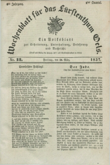 Wochenblatt für das Fürstenthum Oels : ein Volksblatt zur Erheiterung, Unterhaltung, Belehrung und Nachricht. Jg.4, No. 13 (24 März 1837) + dod.